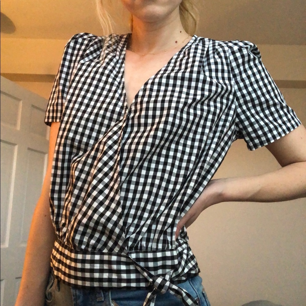 Madewell gingham wrap top